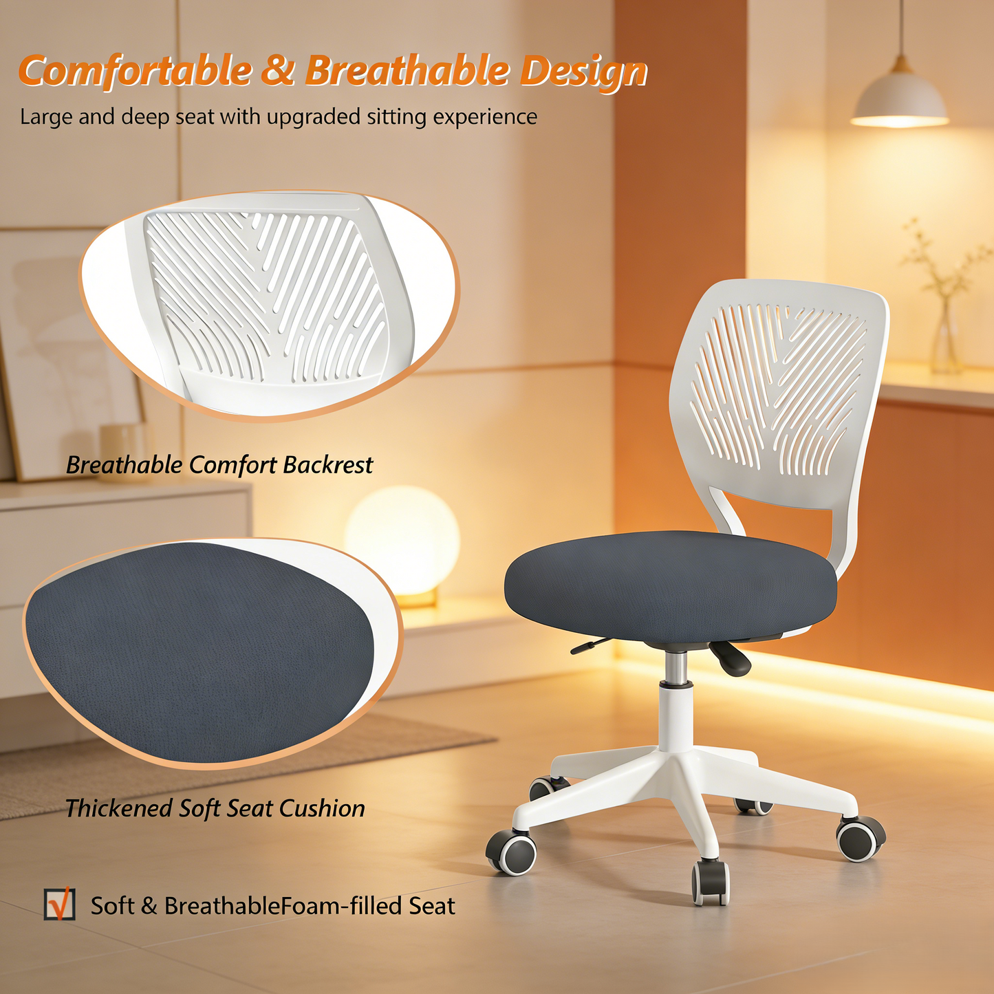 Ergonomic Low-Back Task Chair with Breathable Design
