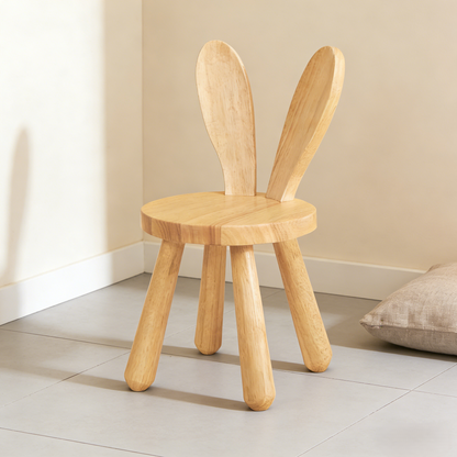 Bunny-Shaped Wooden Kids' Chair with Anti-Slip Feet