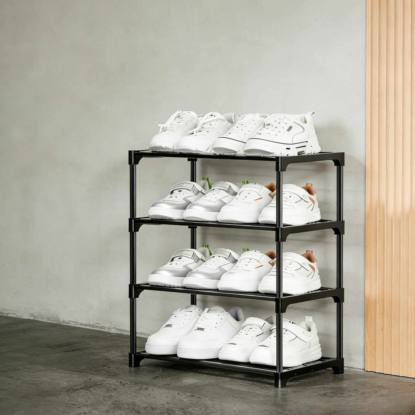 4-Tier Metal Shoe Rack with Sturdy Stackable Structure