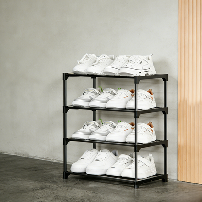 4-Tier Metal Shoe Rack with Sturdy Stackable Structure