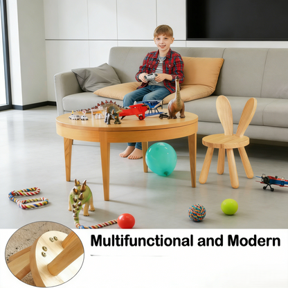 Bunny-Shaped Wooden Kids' Chair with Anti-Slip Feet