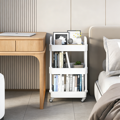 3-Tier Rolling Storage Cart with Wheels for Home Organization (White)