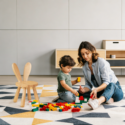 Bunny-Shaped Wooden Kids' Chair with Anti-Slip Feet