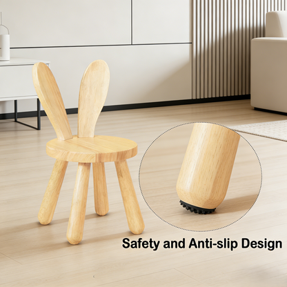Bunny-Shaped Wooden Kids' Chair with Anti-Slip Feet