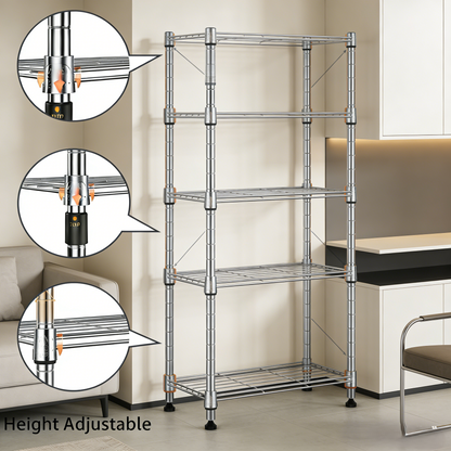 Heavy-Duty Adjustable 3-Tier Wire Shelving Unit for Home & Kitchen Organization