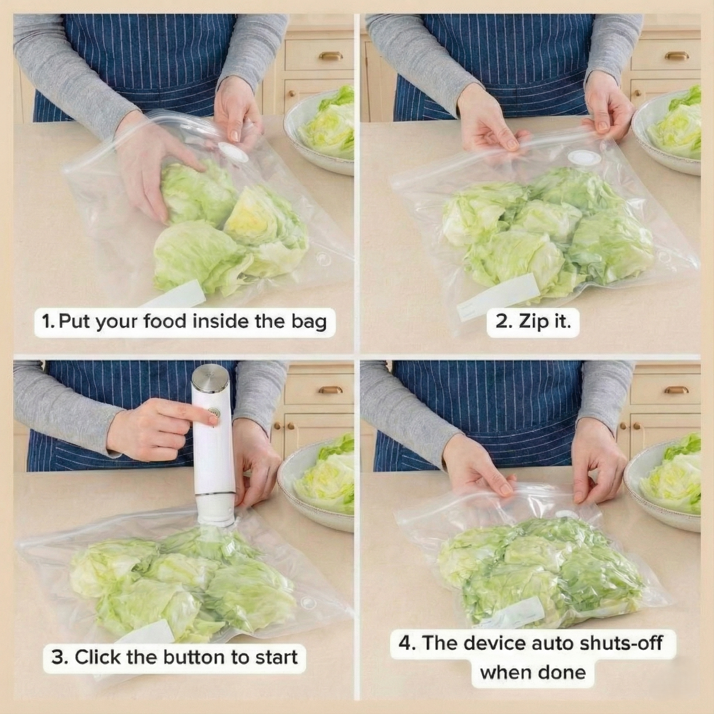 FreshSeal™ Portable Vacuum Food Sealer Bundle – Keep Food Fresh 5x Longer