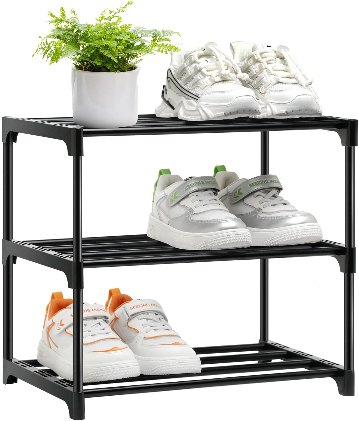 4-Tier Metal Shoe Rack with Sturdy Stackable Structure