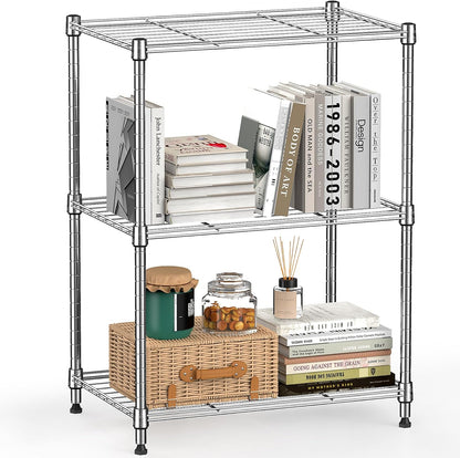 Heavy-Duty Adjustable 3-Tier Wire Shelving Unit for Home & Kitchen Organization