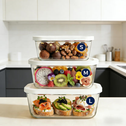 Vacuum Seal Glass Food Storage Containers (3-Piece Set)