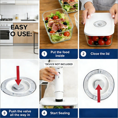 Vacuum Seal Glass Food Storage Containers (3-Piece Set)